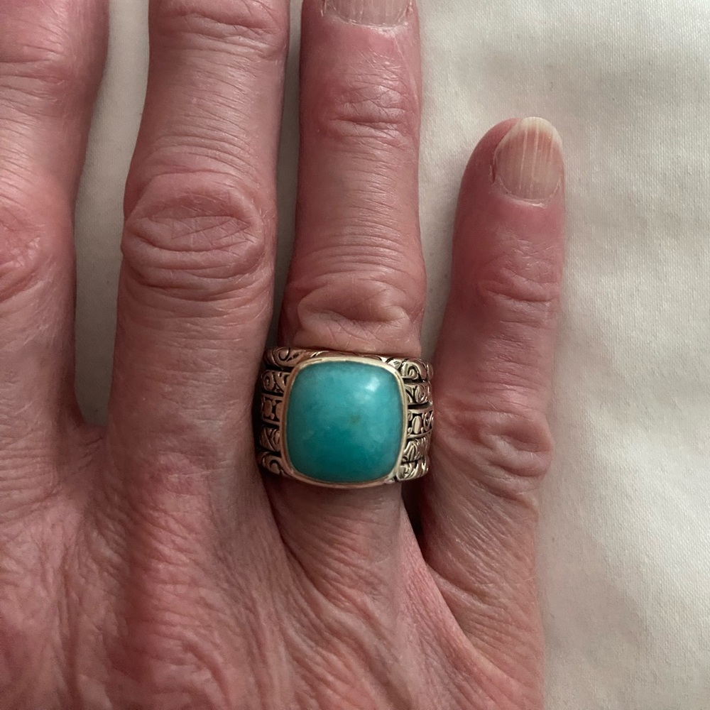 Amazonite stone in Sterling silver ring